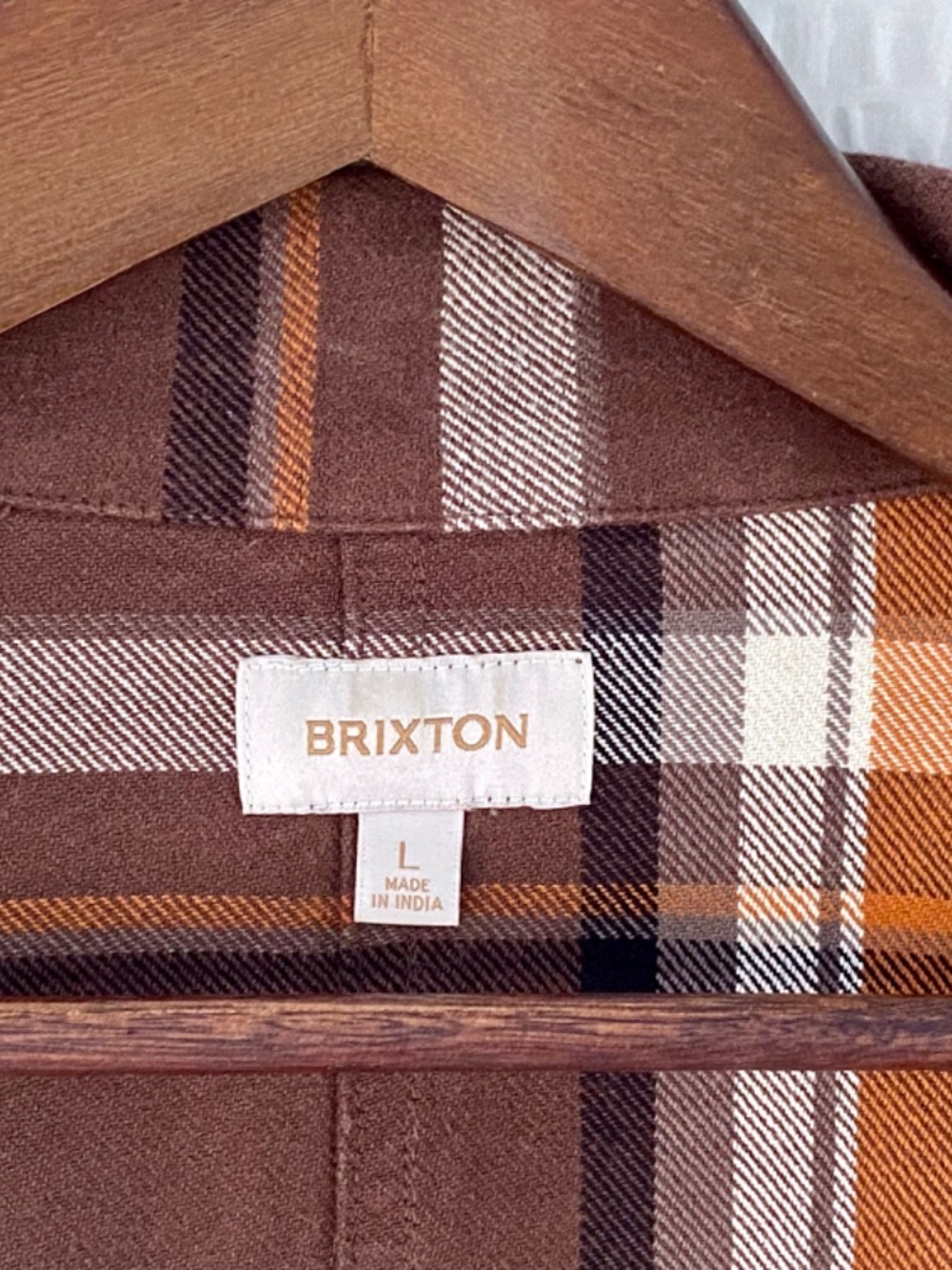 Womens Brixton Bowery Seal Brown Plaid Cropped Flannel Shirt Jacket Sz L - Picture 3 of 6